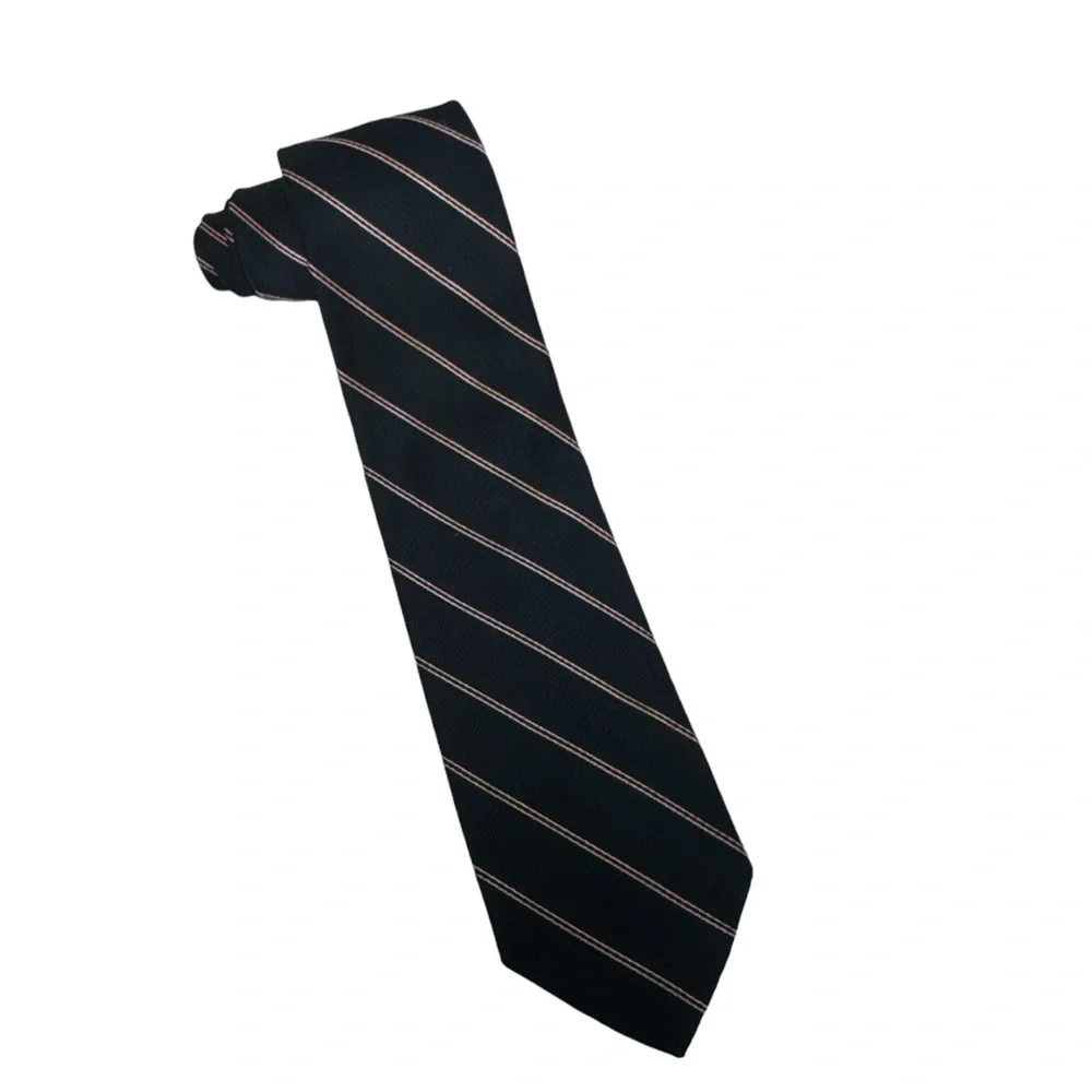 Etienne Aigner Navy Blue Pink Narrow Slanted Pinstripes Men’s Neck Tie 3” Skinny